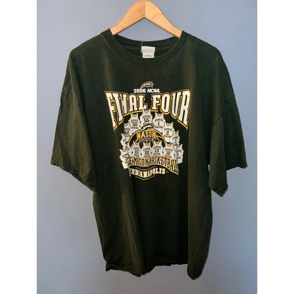 Vintage 2006 NCAA Final Four George Mason Basketball T-Shirt Green 2XL
